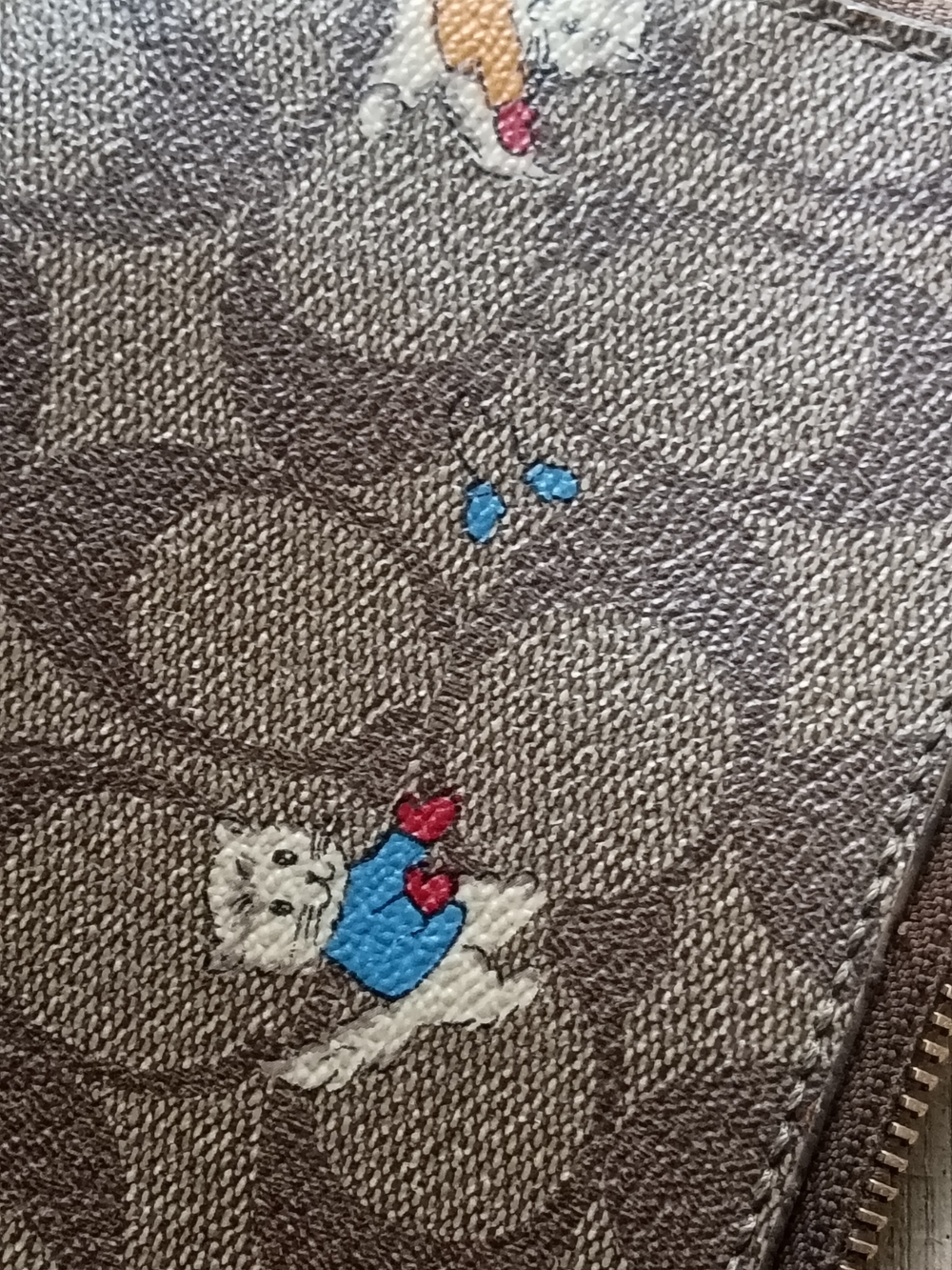 Limited Edition Coach Signature Canvas Pouch with Cat Print - Brown With Hangtag - Picture 5 of 5